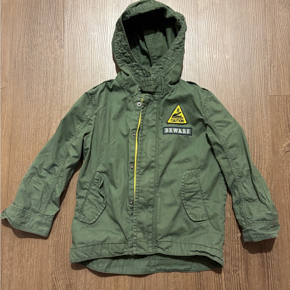 Boys green hooded parka jacket